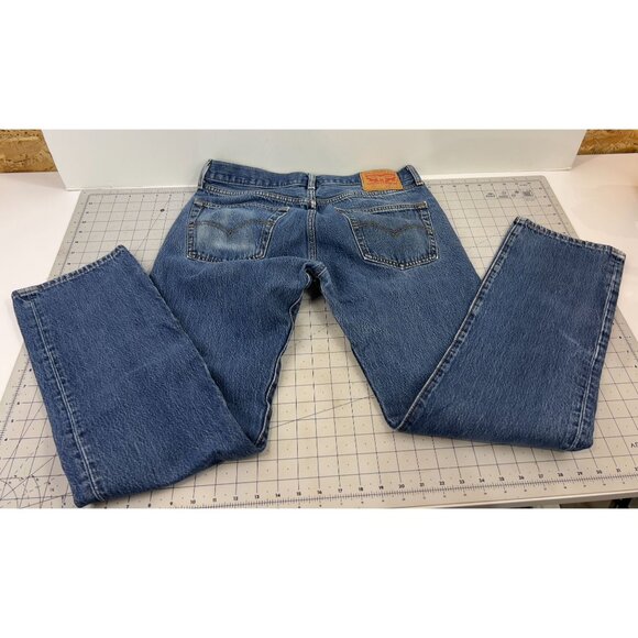 Levis 501 Original Fit Button Fly Men's Jeans W33 L34 Faded Distressed Denim - Picture 3 of 13